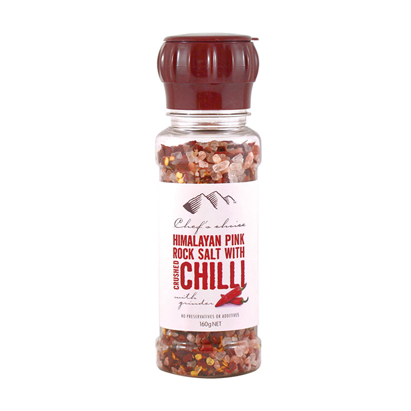 Chef's Choice Himalayan Pink Rock Salt with Crushed Chilli Grinder 160g