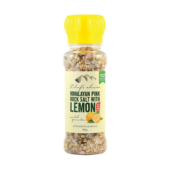 Chef's Choice Himalayan Pink Rock Salt with Lemon Zest Grinder 150g
