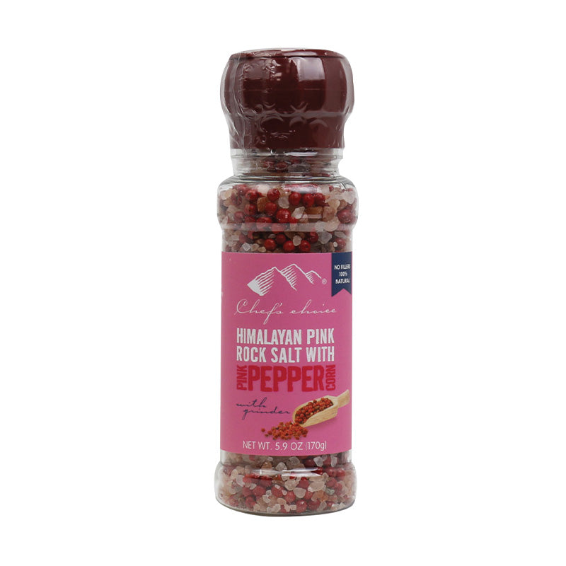 Chef's Choice Himalayan Pink Rock Salt with Pink Peppercorn Grinder 170g